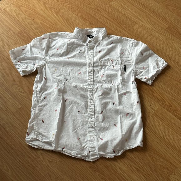 VIntage DC Skateboards Tropical Birds Shirt White (2013) - Picture 1 of 3